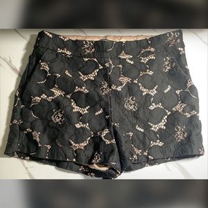 EXPRESS black floral lace shorts with nude liner size 0